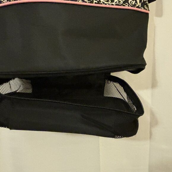 Girl's Dance Bag Black Pink Trim Shoe Compartment Nylon - Picture 2 of 3